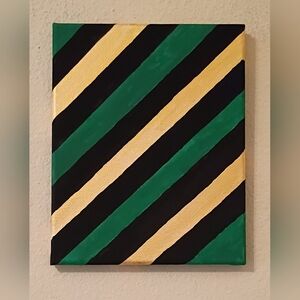 Abstract Green Gold And Black Splendid Stripes Acrylic Painting Room Decor Gift